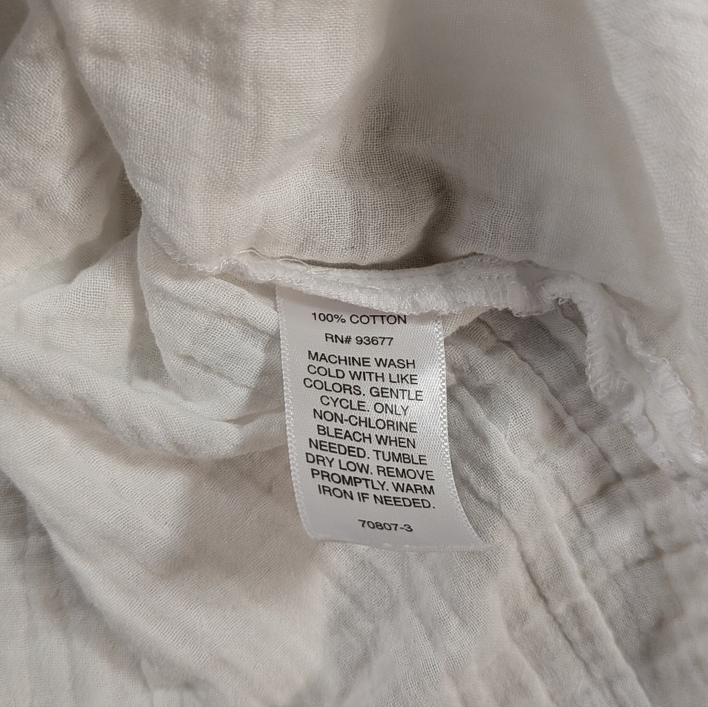 100% Cotton White Gauze Ruffle Sleeveless Top Blouse Liz Claiborne Vintage XL - Picture 8 of 8